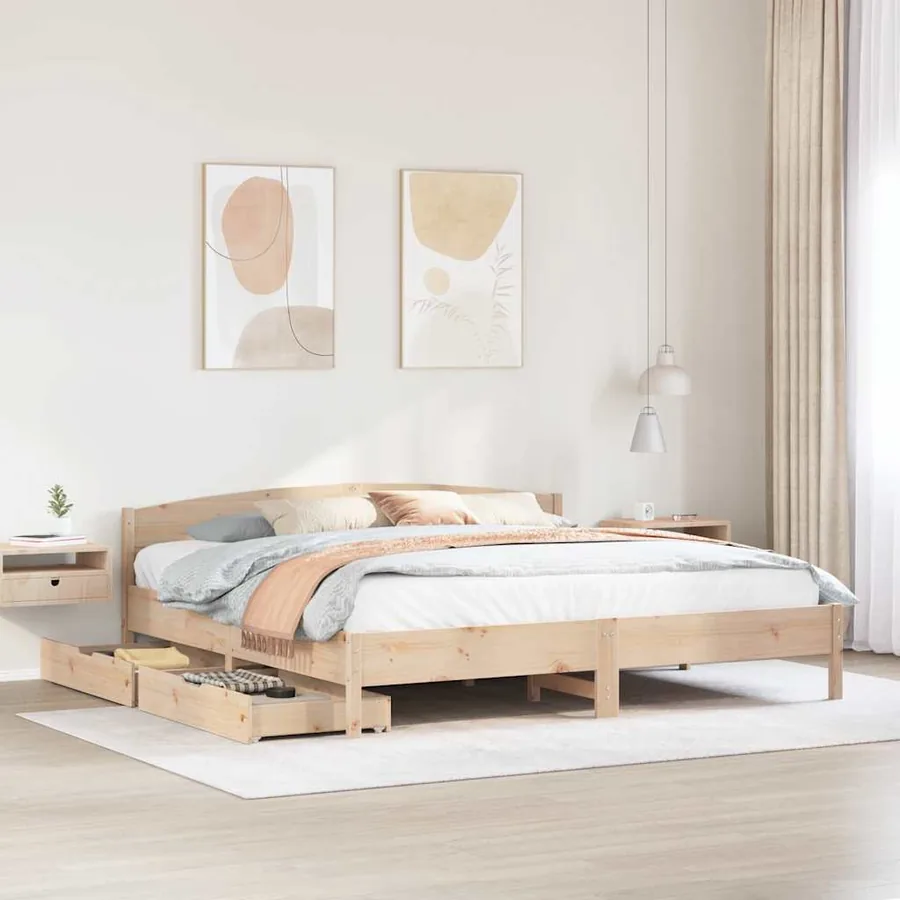 Cadre de lit sans matelas 180x200 cm bois massif de pin