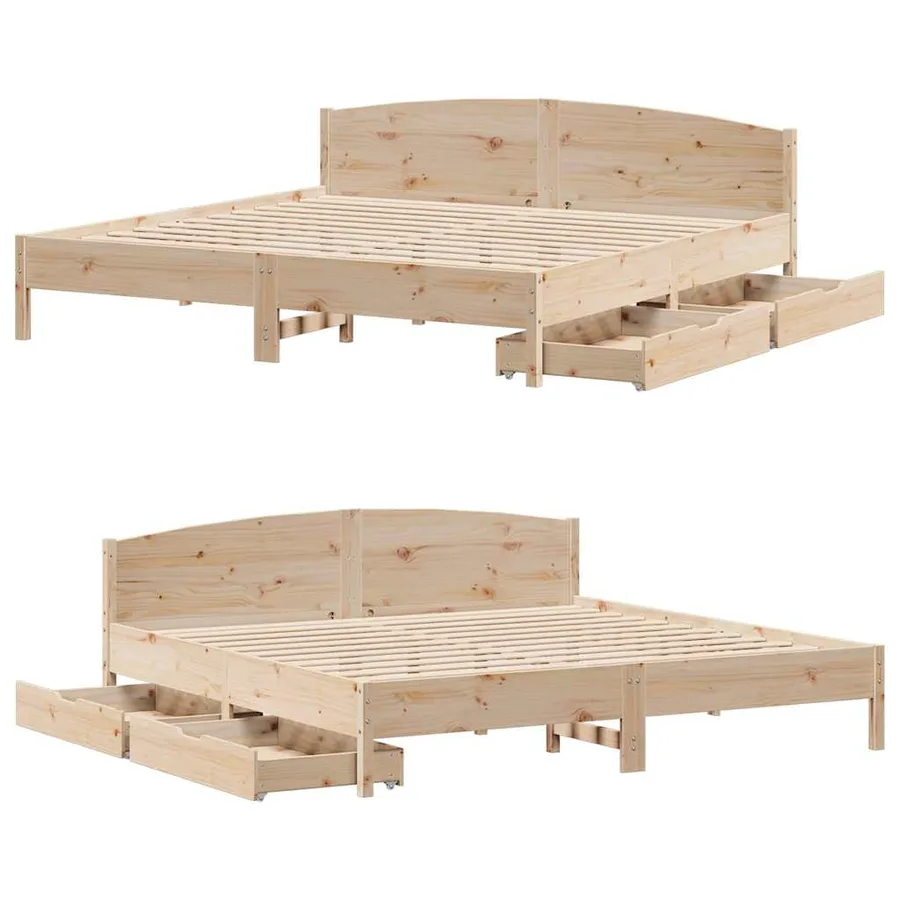 Cadre de lit sans matelas 180x200 cm bois massif de pin - 9