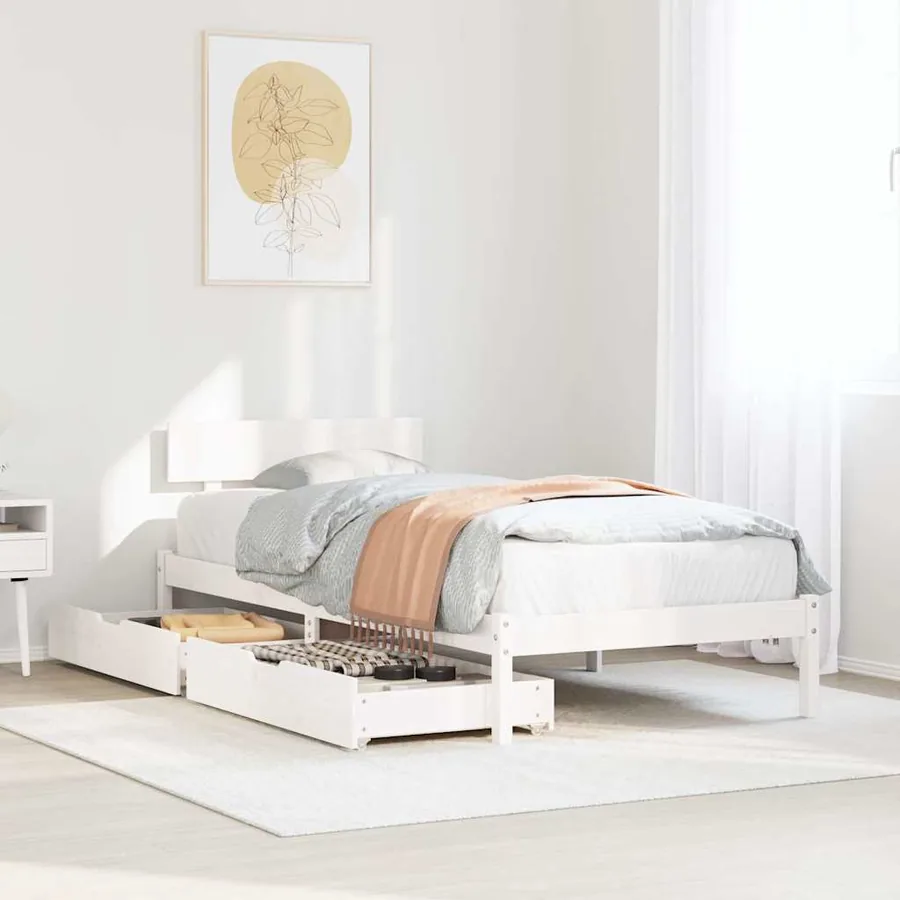 Cadre de lit sans matelas blanc 90x200 cm bois de pin massif