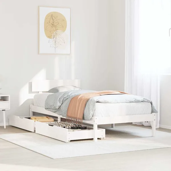 Cadre de lit sans matelas blanc 90x200 cm bois de pin massif