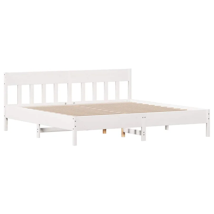 Cadre de lit sans matelas blanc 180x200 cm bois massif de pin - 5