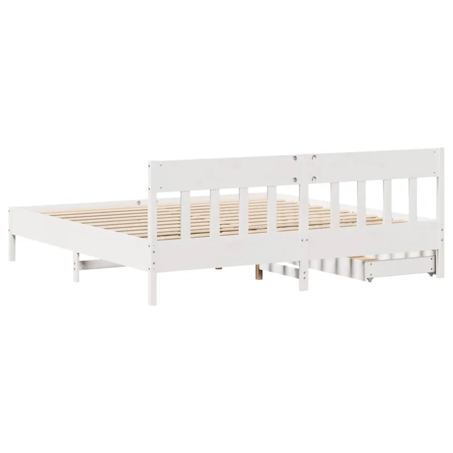 Cadre de lit sans matelas blanc 180x200 cm bois massif de pin - 8