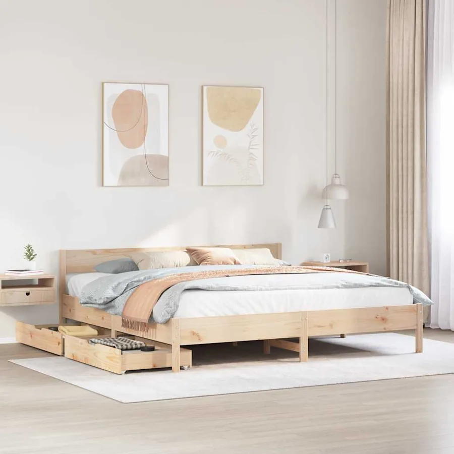 Cadre de lit sans matelas 160x200 cm bois massif de pin