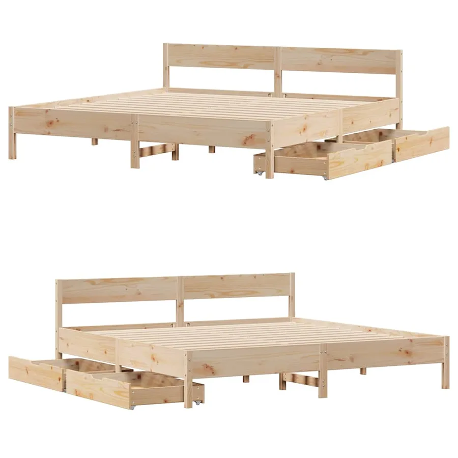 Cadre de lit sans matelas 160x200 cm bois massif de pin - 9