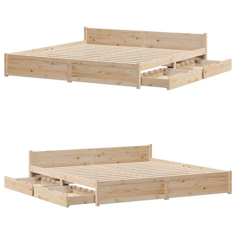 Cadre de lit sans matelas 160x200 cm bois massif de pin - 9