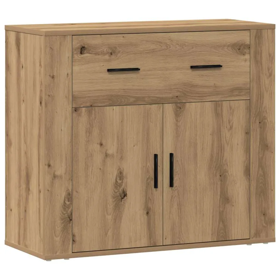 Buffet chêne artisanal 80x33x70 cm bois d'ingénierie - 2