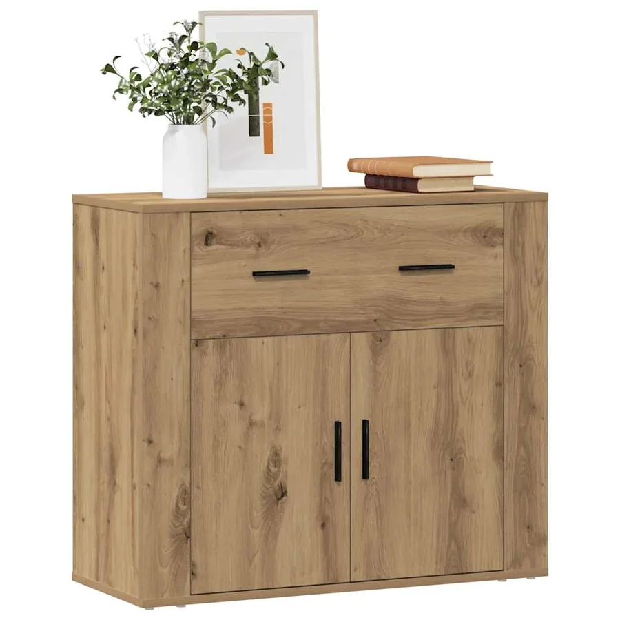 Buffet chêne artisanal 80x33x70 cm bois d'ingénierie - 3