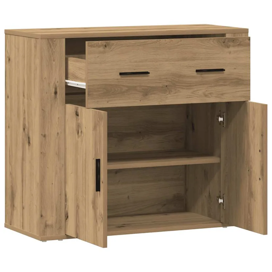 Buffet chêne artisanal 80x33x70 cm bois d'ingénierie - 4