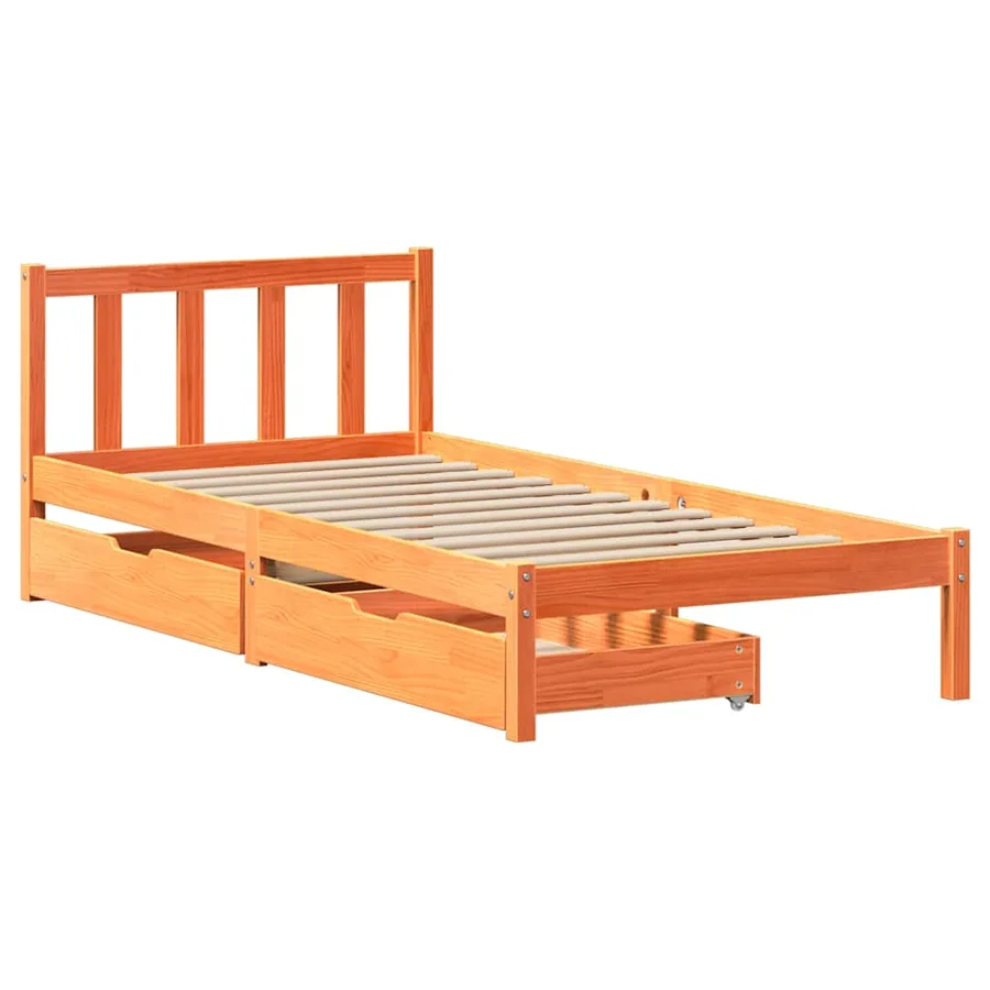 Cadre de lit sans matelas cire marron 100x200cm bois pin massif - 3