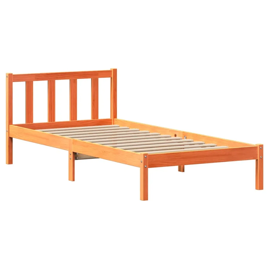 Cadre de lit sans matelas cire marron 100x200cm bois pin massif - 7