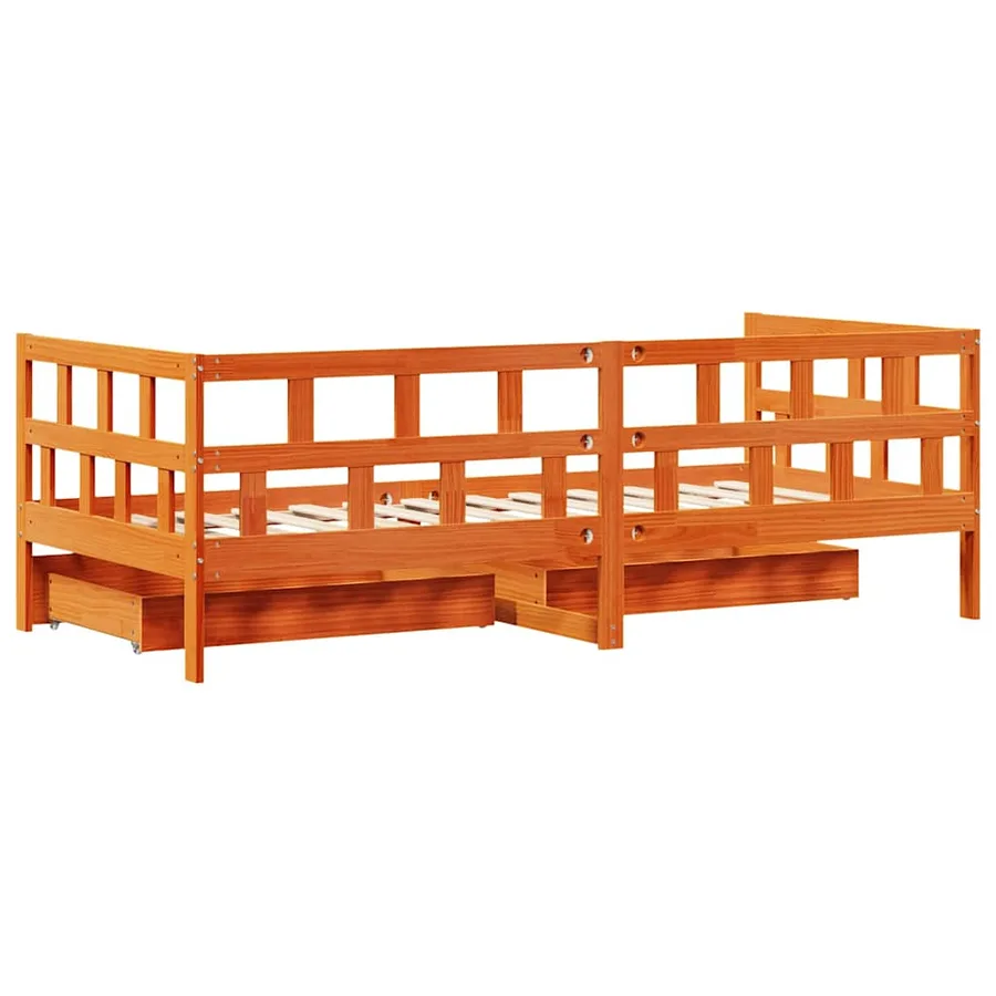 Lit de jour avec tiroirs sans matelas cire marron 80x200cm bois - 8