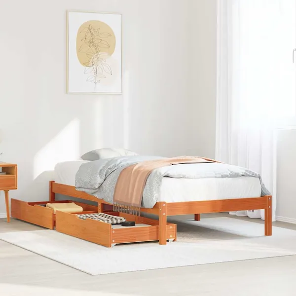 Cadre de lit sans matelas cire marron 90x200 cm bois pin massif