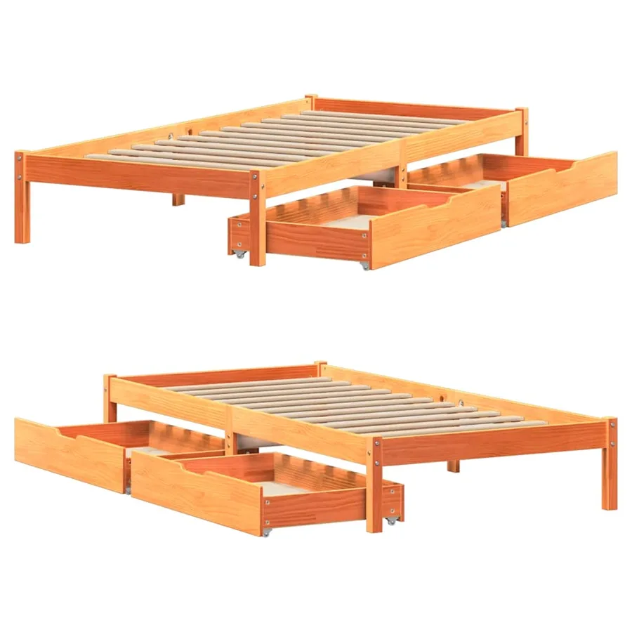 Cadre de lit sans matelas cire marron 90x200 cm bois pin massif - 9