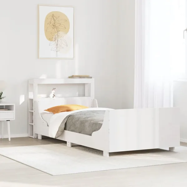 Cadre de lit sans matelas blanc 90x200 cm bois de pin massif