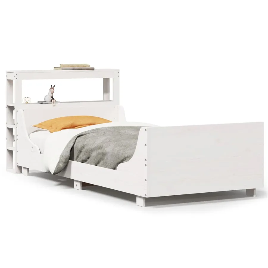 Cadre de lit sans matelas blanc 90x200 cm bois de pin massif - 2