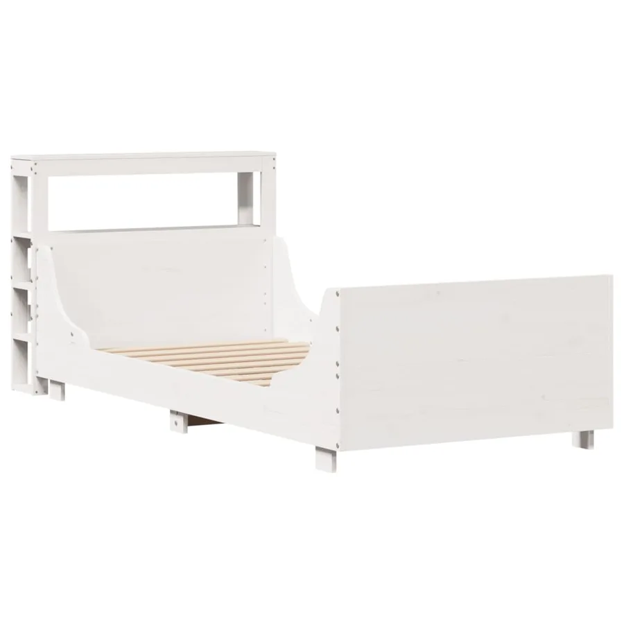 Cadre de lit sans matelas blanc 90x200 cm bois de pin massif - 3