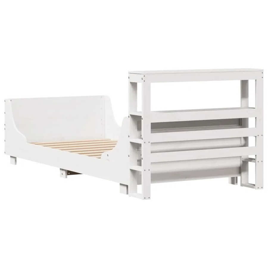 Cadre de lit sans matelas blanc 90x200 cm bois de pin massif - 8