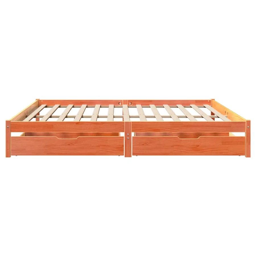 Cadre de lit sans matelas cire marron 200x200cm bois pin massif - 5
