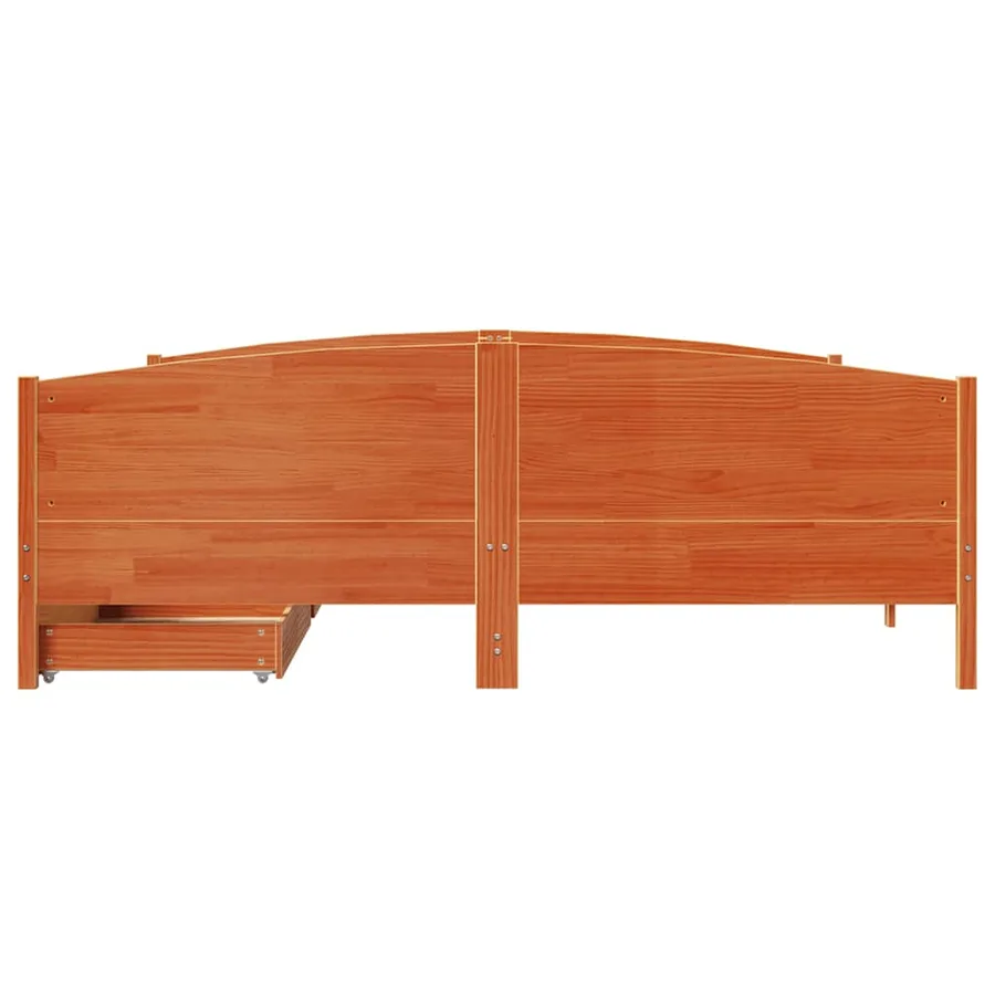 Cadre de lit sans matelas cire marron 180x200cm bois pin massif - 4