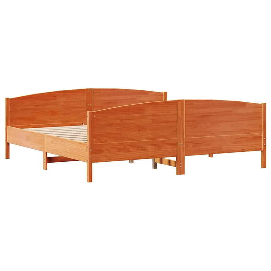 Cadre de lit sans matelas cire marron 180x200cm bois pin massif - 5
