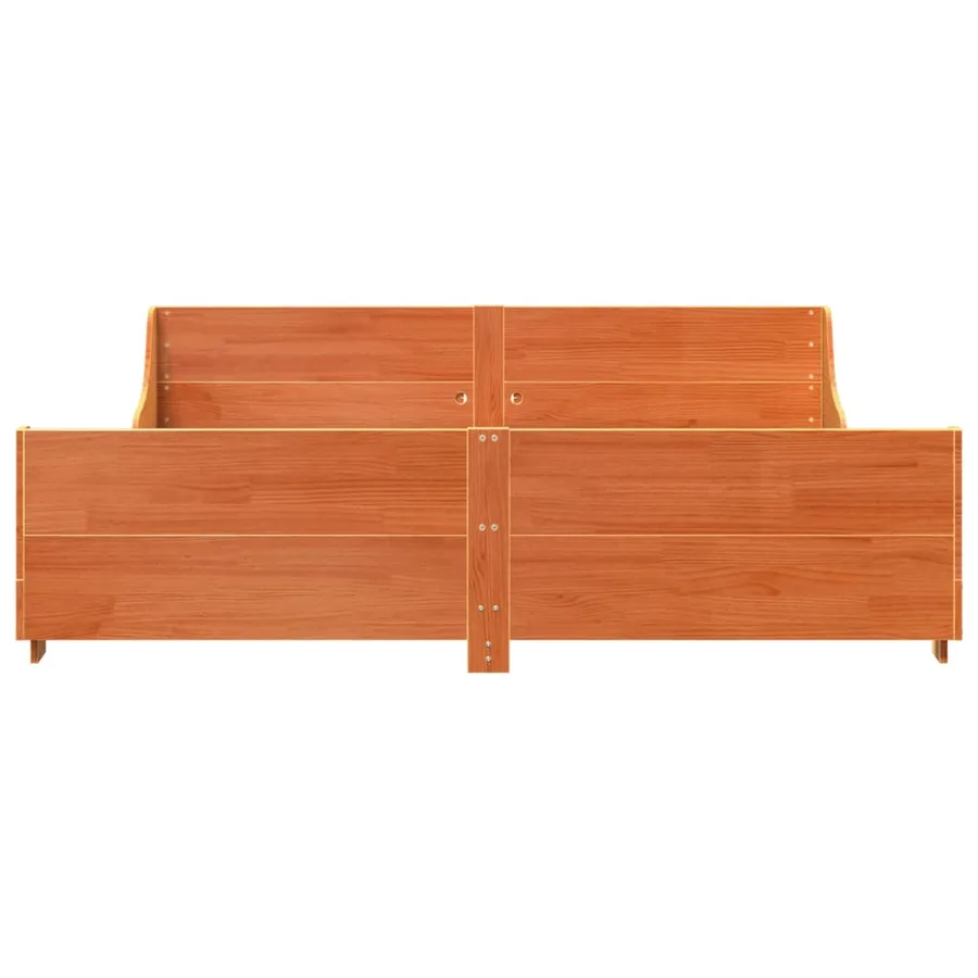 Cadre de lit sans matelas cire marron 200x200cm bois pin massif - 4