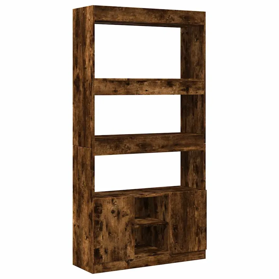 Buffet haut chêne fumé 92x33x180 cm bois d'ingénierie - 2