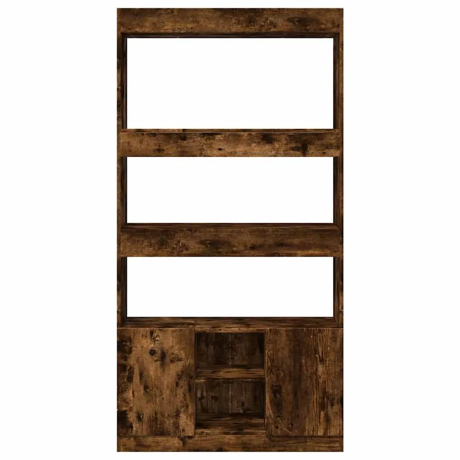 Buffet haut chêne fumé 92x33x180 cm bois d'ingénierie - 5