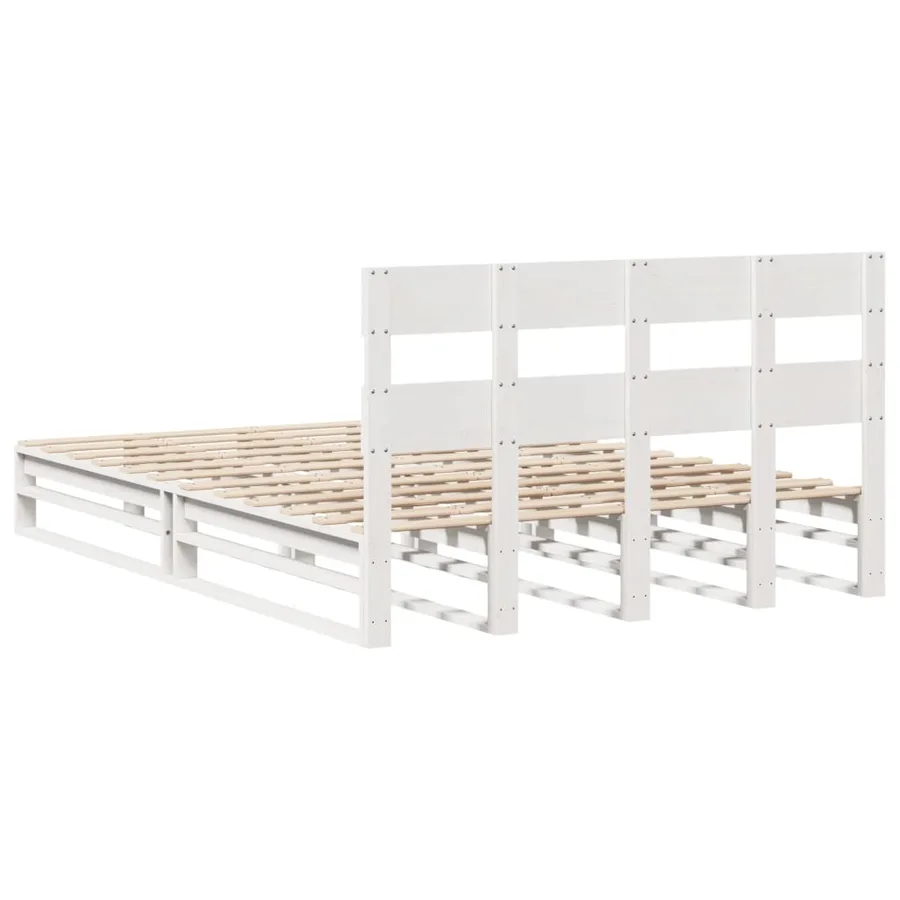Cadre de lit sans matelas blanc 150x200 cm bois de pin massif - 8