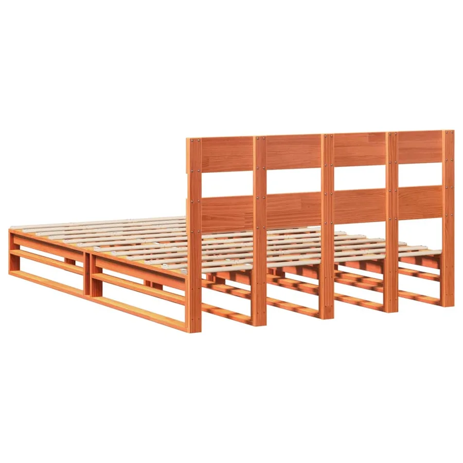 Cadre de lit sans matelas cire marron 120x200cm bois pin massif - 8