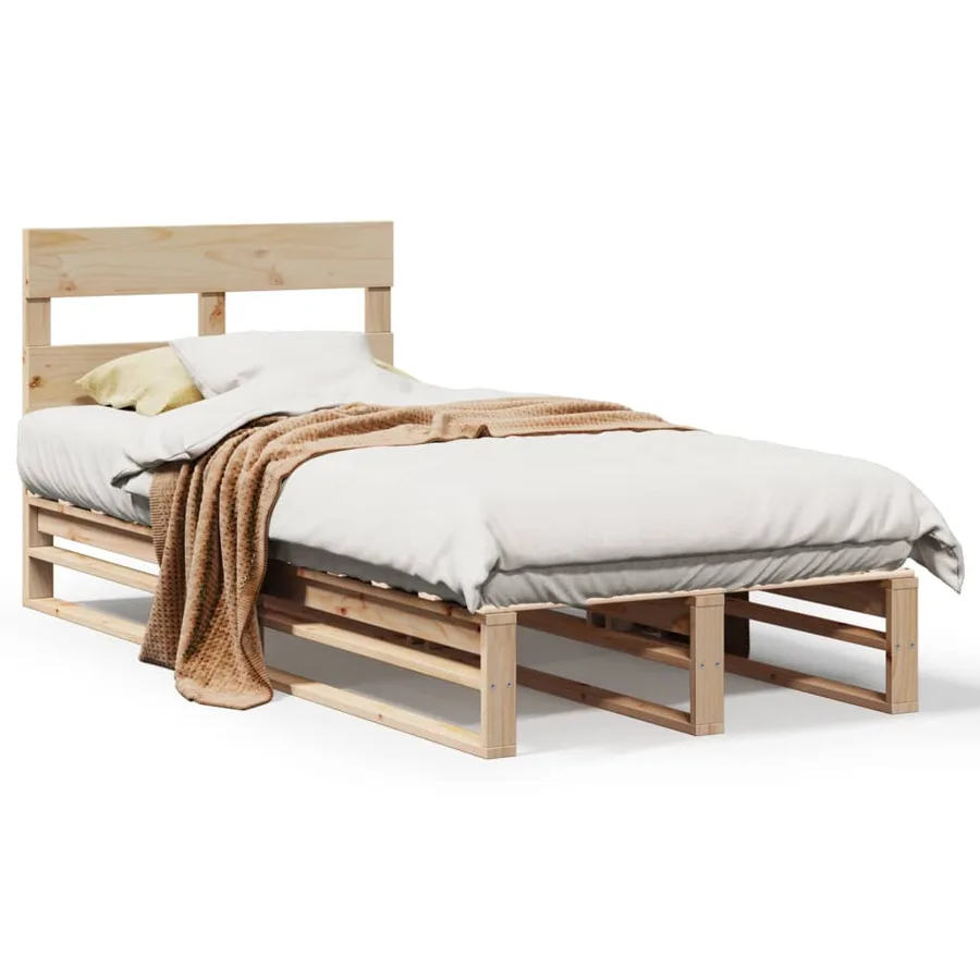 Cadre de lit sans matelas 75x190 cm bois de pin massif - 2