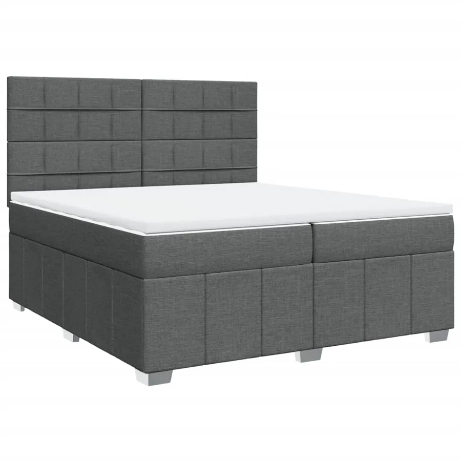Sommier à lattes de lit avec matelas Gris foncé 200x200cm Tissu - 2