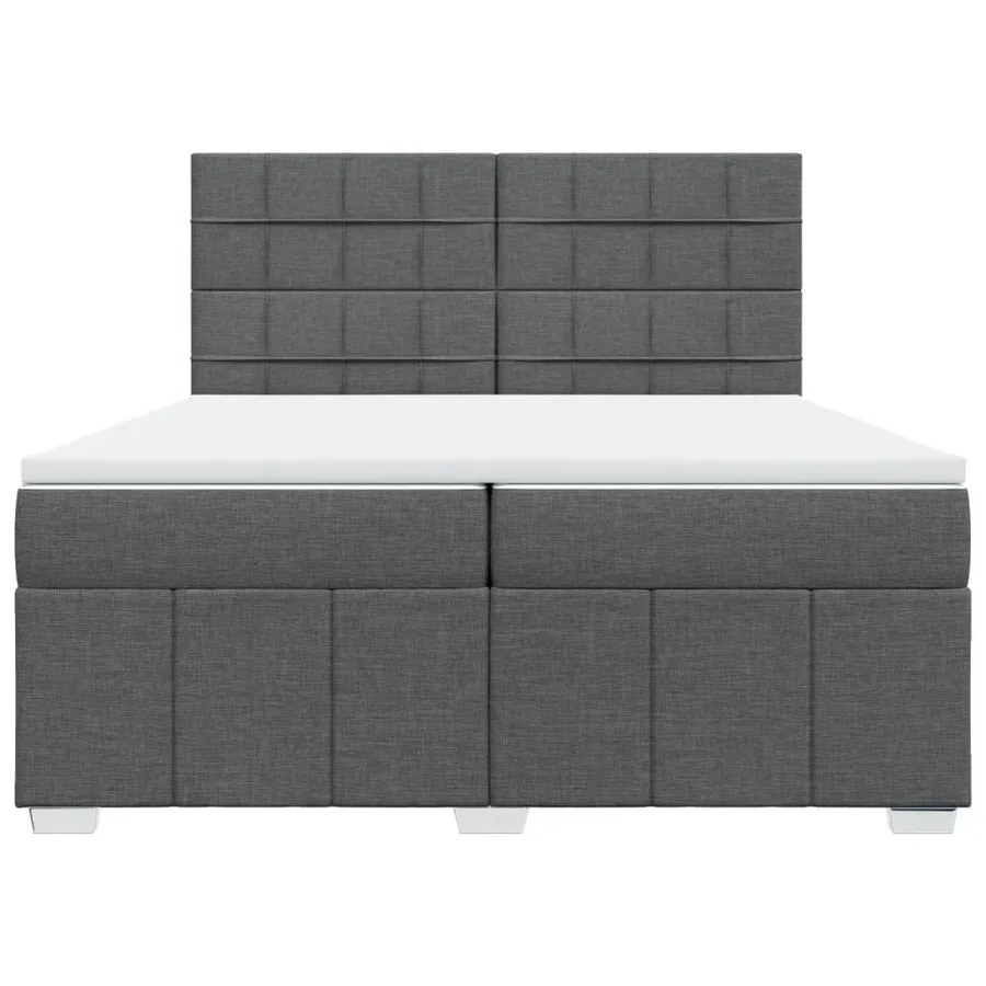 Sommier à lattes de lit avec matelas Gris foncé 200x200cm Tissu - 4