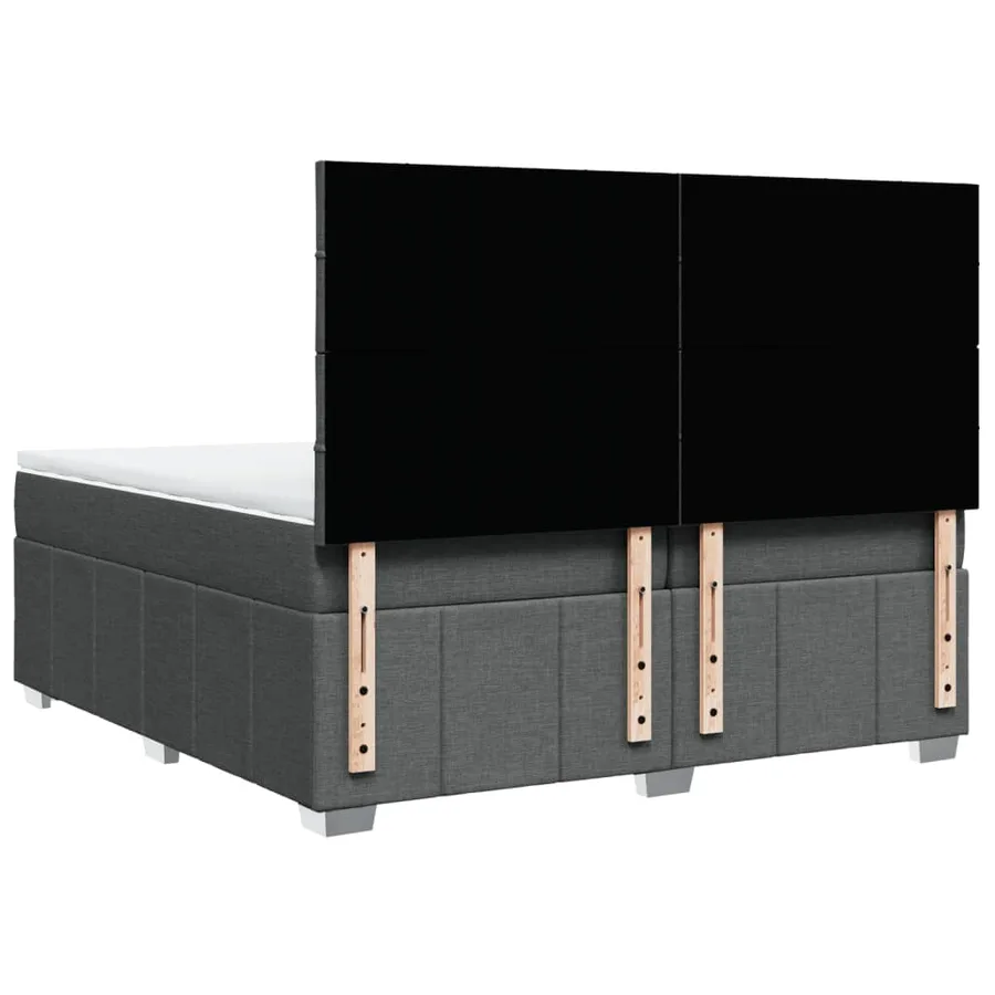 Sommier à lattes de lit avec matelas Gris foncé 200x200cm Tissu - 6