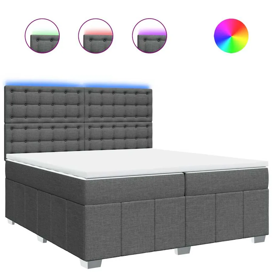 Sommier à lattes de lit avec matelas Gris foncé 200x200cm Tissu - 2