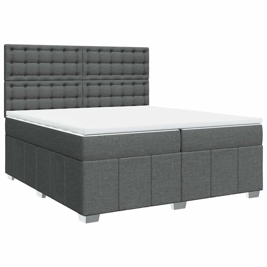 Sommier à lattes de lit avec matelas Gris foncé 200x200cm Tissu - 3