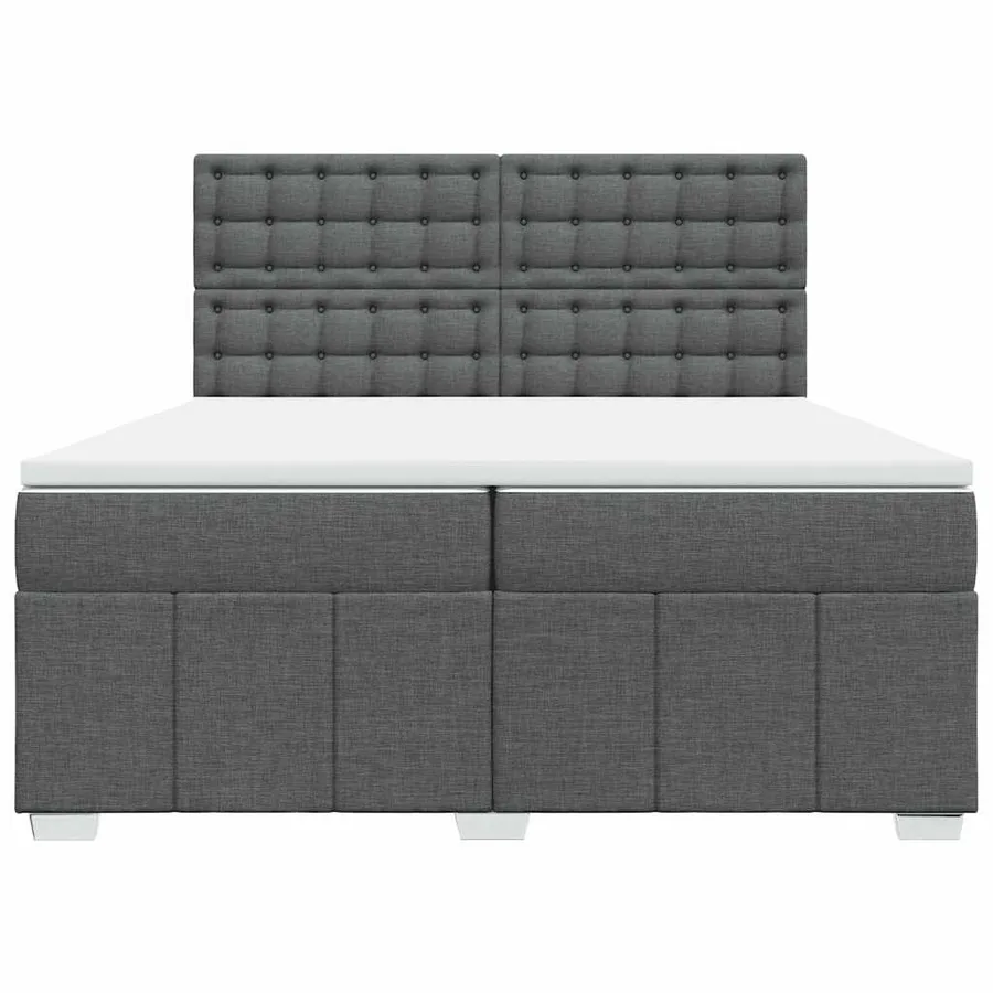 Sommier à lattes de lit avec matelas Gris foncé 200x200cm Tissu - 6