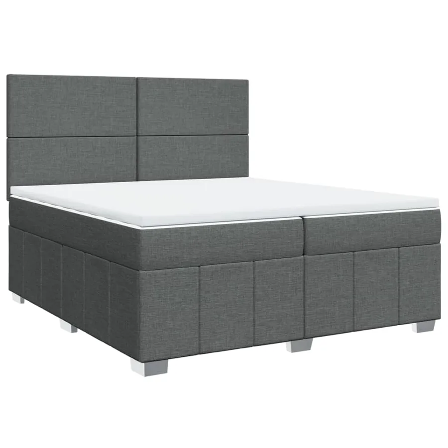 Sommier à lattes de lit avec matelas Gris foncé 200x200cm Tissu - 2