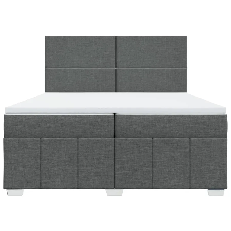 Sommier à lattes de lit avec matelas Gris foncé 200x200cm Tissu - 4