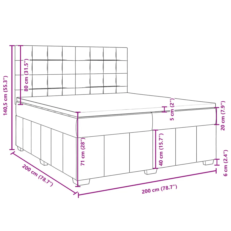 Sommier à lattes de lit avec matelas Marron foncé 200x200 cm - 18