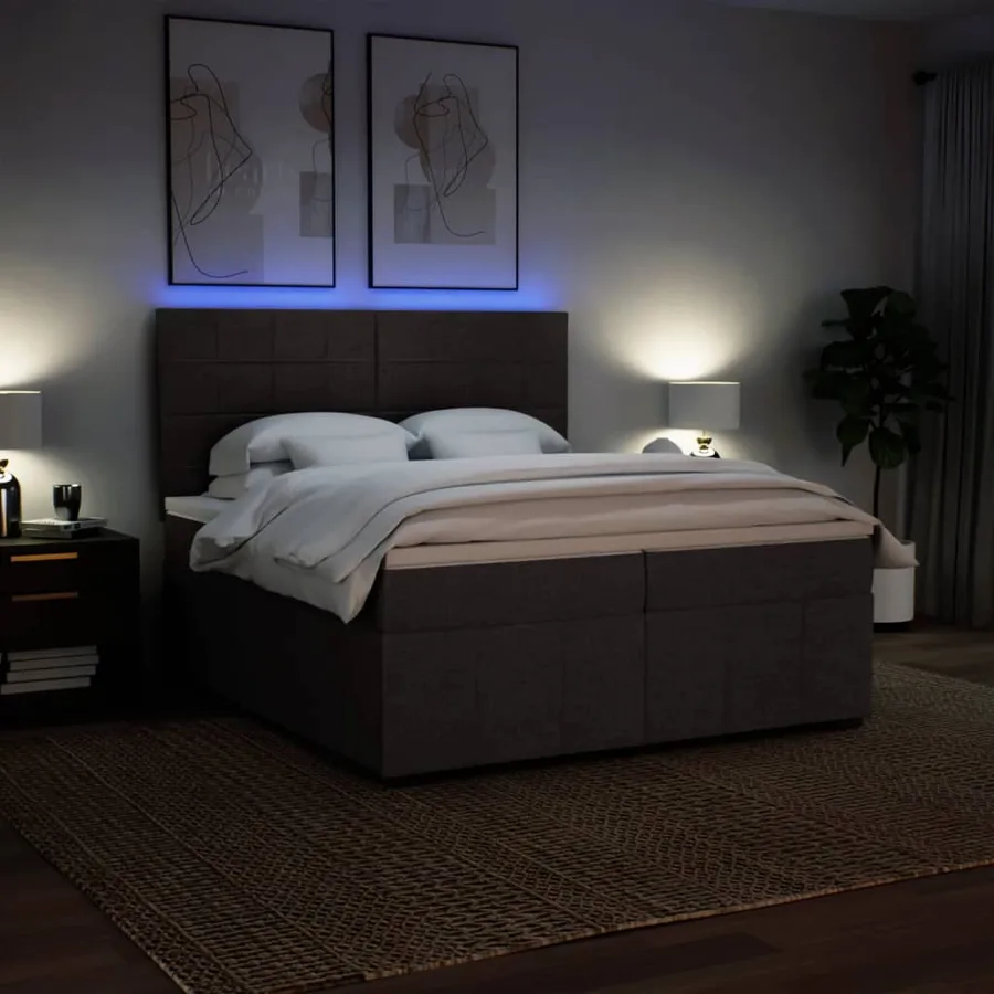 Sommier à lattes de lit avec matelas Marron foncé 200x200 cm - 4