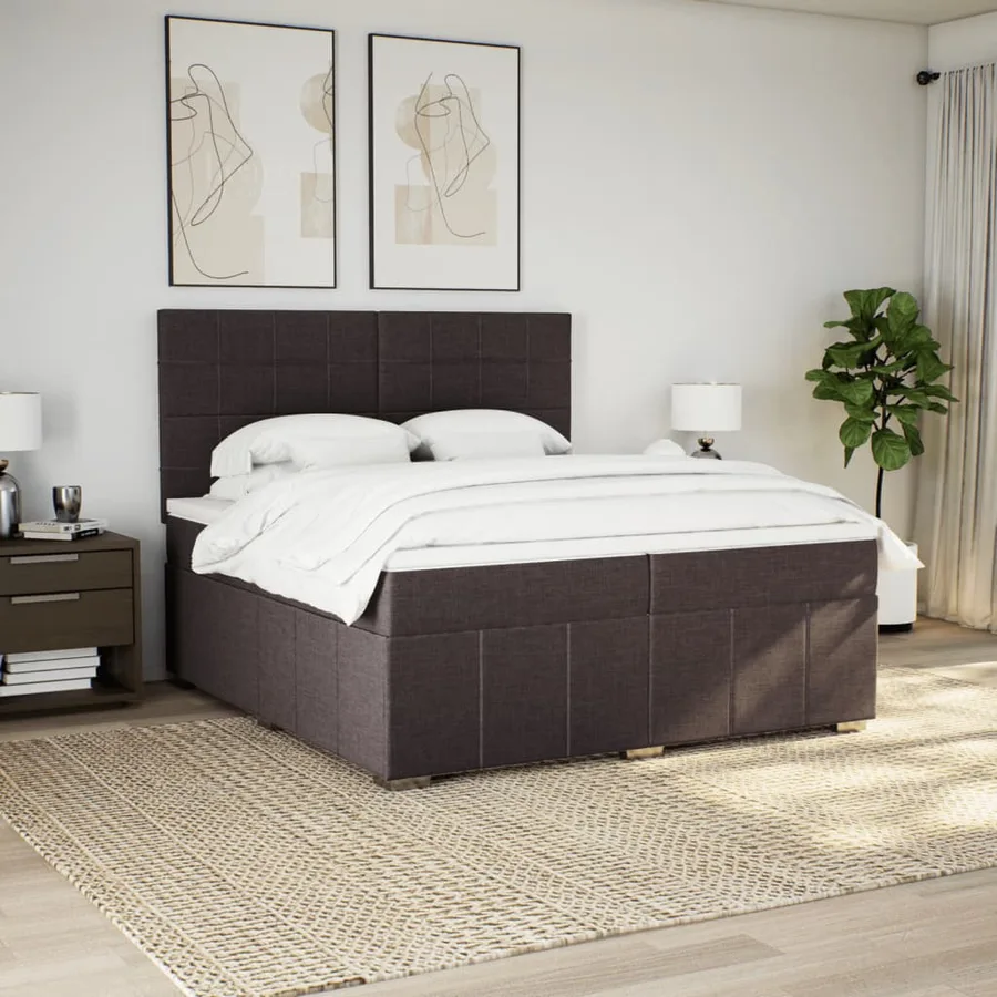 Sommier à lattes de lit avec matelas Marron foncé 200x200 cm - 5