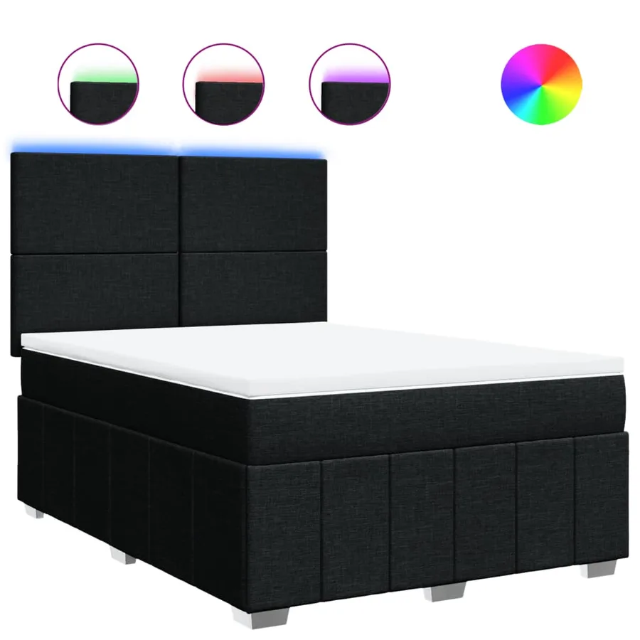 Sommier à lattes de lit avec matelas Noir 140x190 cm Tissu - 2