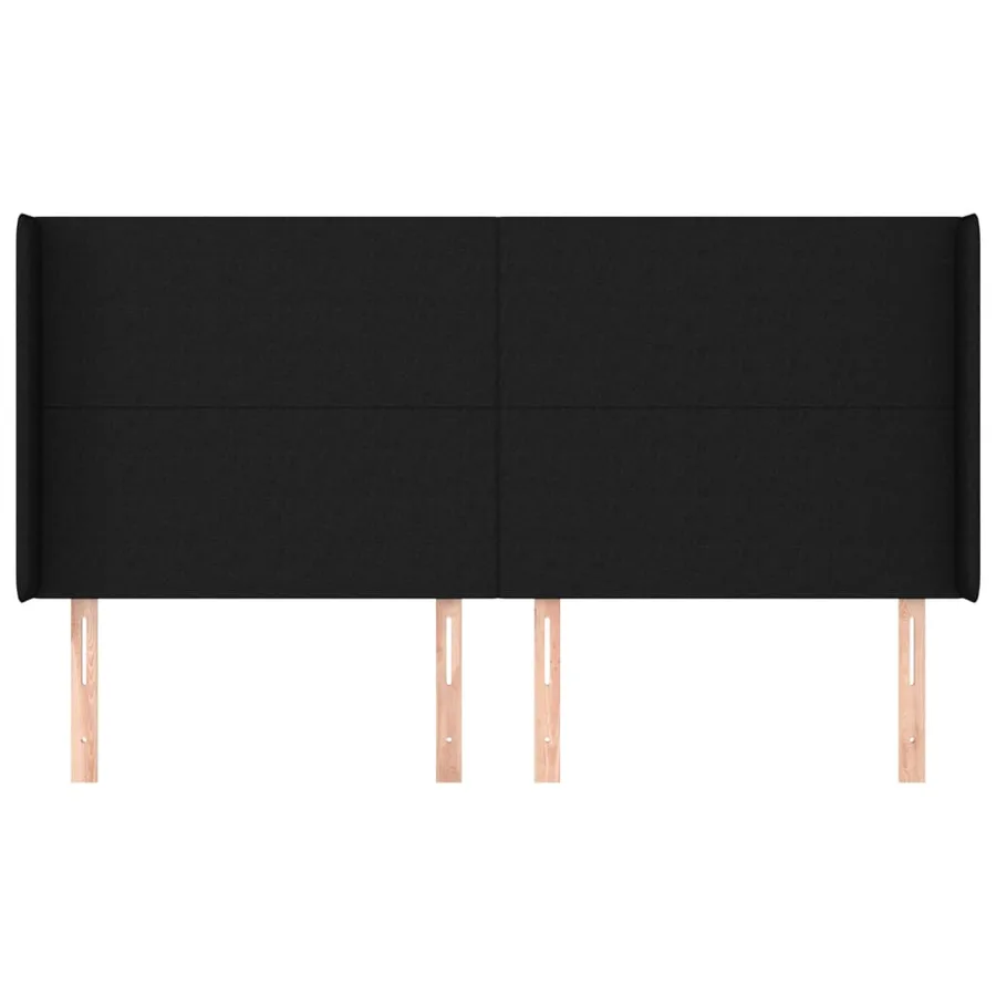 Tête de lit avec oreilles Noir 203x16x118/128 cm Tissu - 3