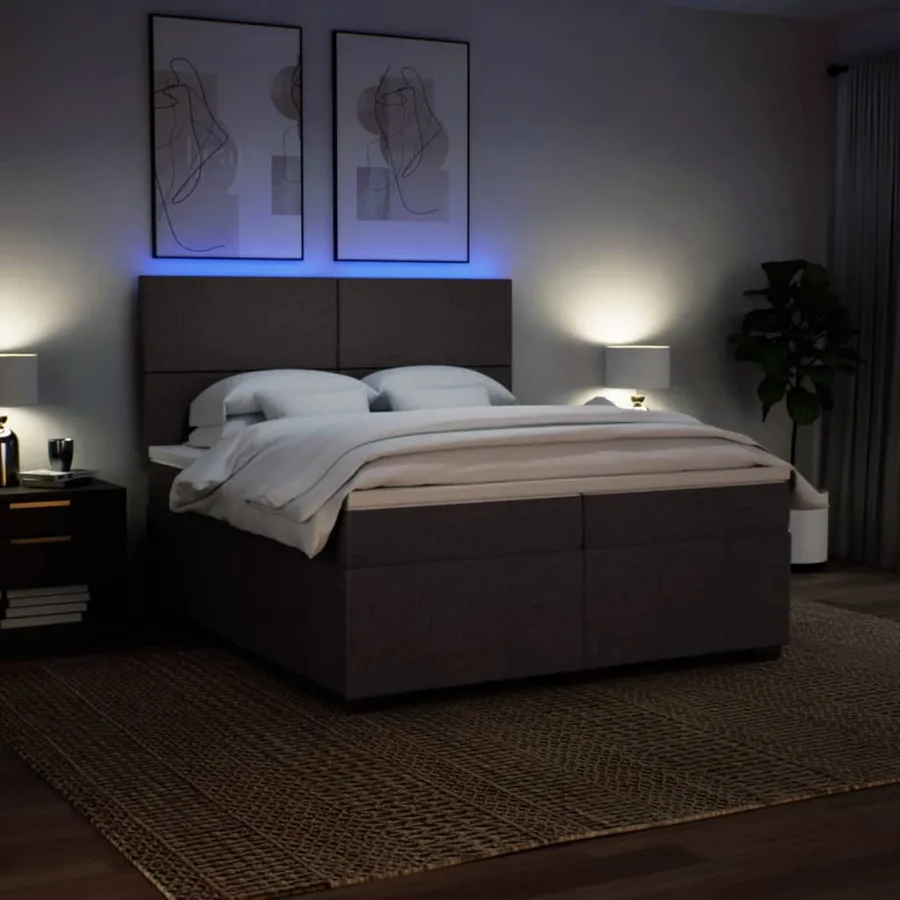 Sommier à lattes de lit avec matelas Marron foncé 200x200 cm - 4