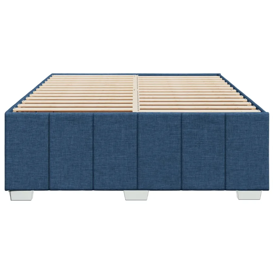 Cadre de lit sans matelas bleu 140x190 cm tissu - 4