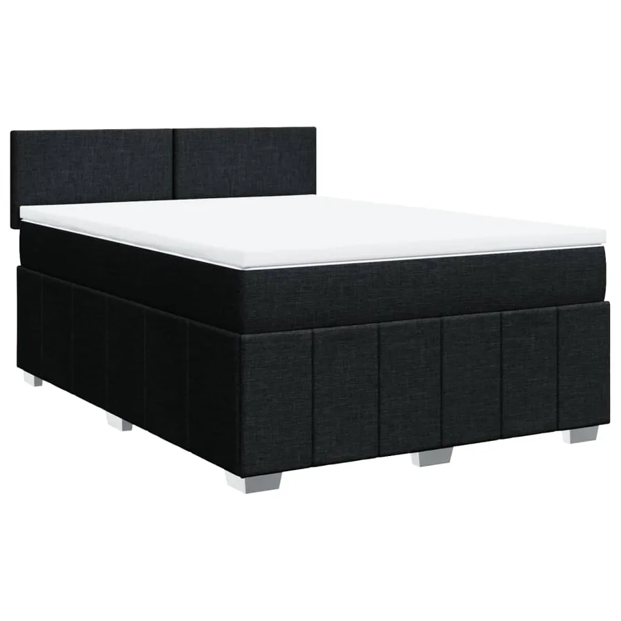 Sommier à lattes de lit avec matelas Noir 140x190 cm Tissu - 2