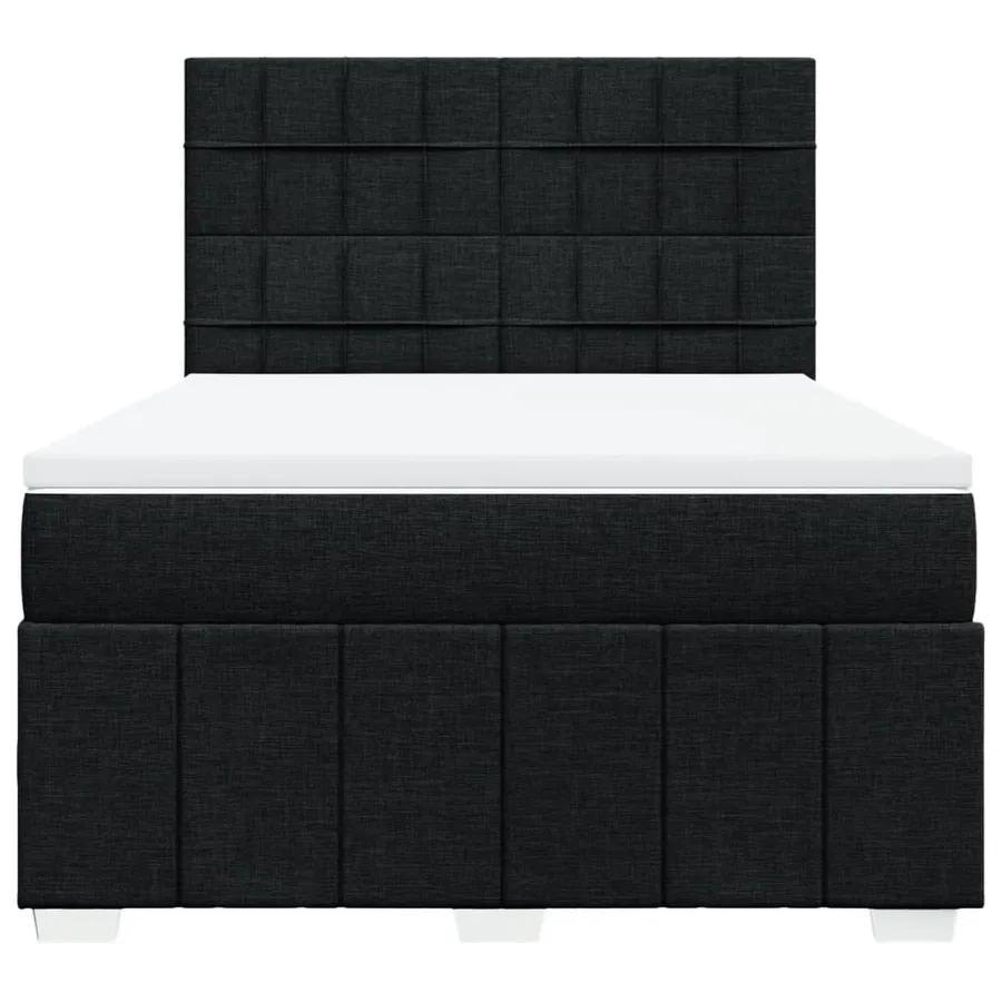 Sommier à lattes de lit avec matelas Noir 140x190 cm Tissu - 4