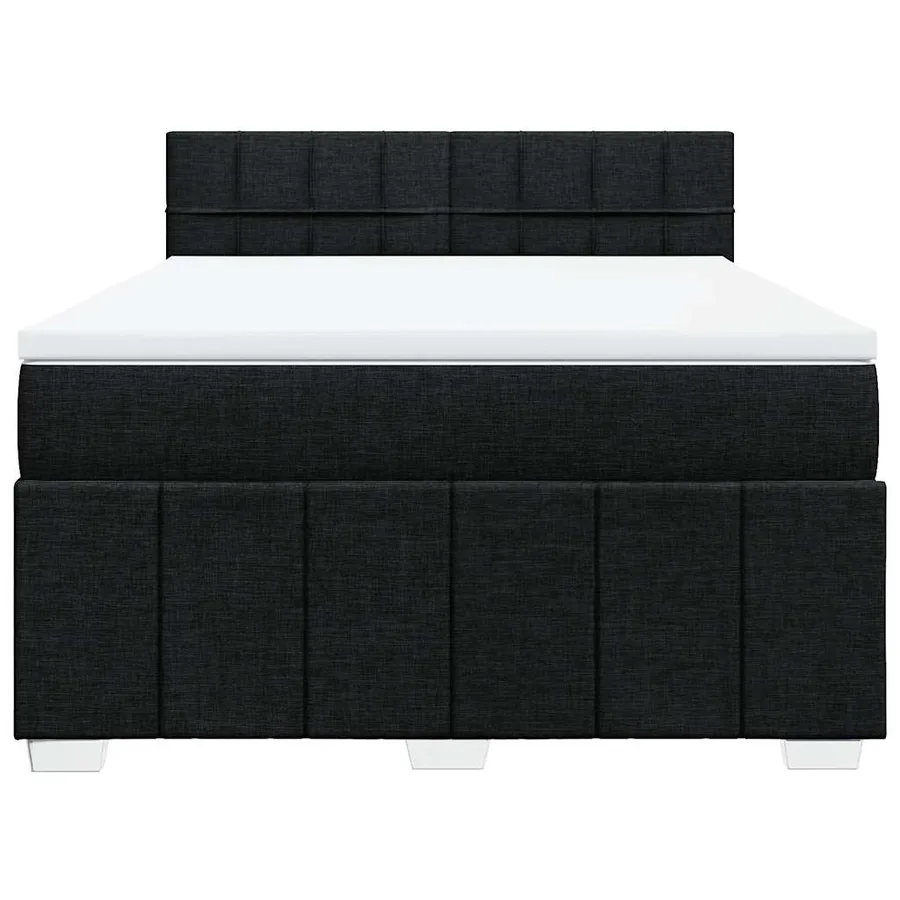 Sommier à lattes de lit avec matelas Noir 140x200 cm Tissu - 4