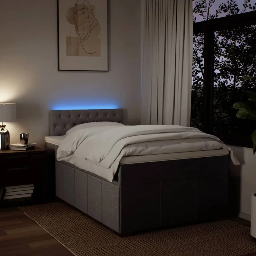Sommier à lattes de lit avec matelas Taupe 120x200 cm Tissu - 5
