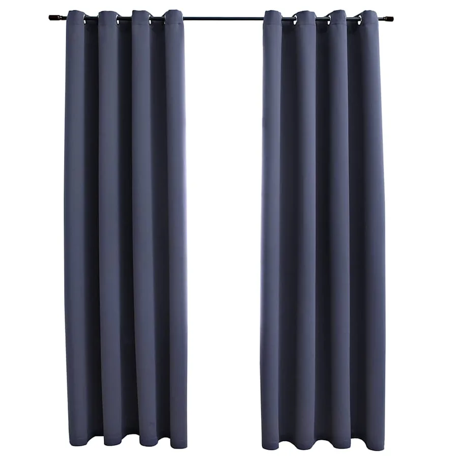 Rideaux occultants avec anneaux Métal 2pcs Anthracite 140x225cm - 2